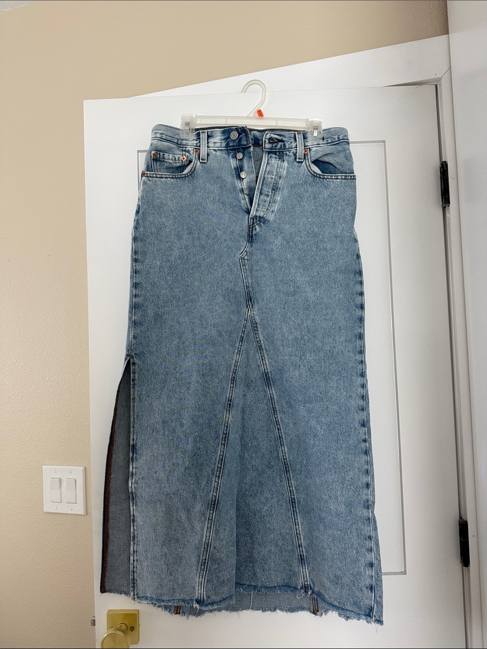 Levi's Light Blue Denim Midi Skirt with Side Slit